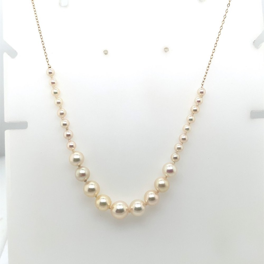 14K Yellow Gold Graduated Pearl Necklace